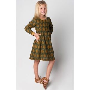 Yo Baby Dress Child Paisley Long Sleeve Green Gold Cotton Girl Sz 9 Indian Print